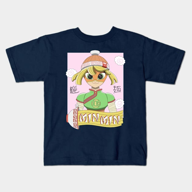 Min Min the Ramen Bomber Kids T-Shirt by Fugitoid123